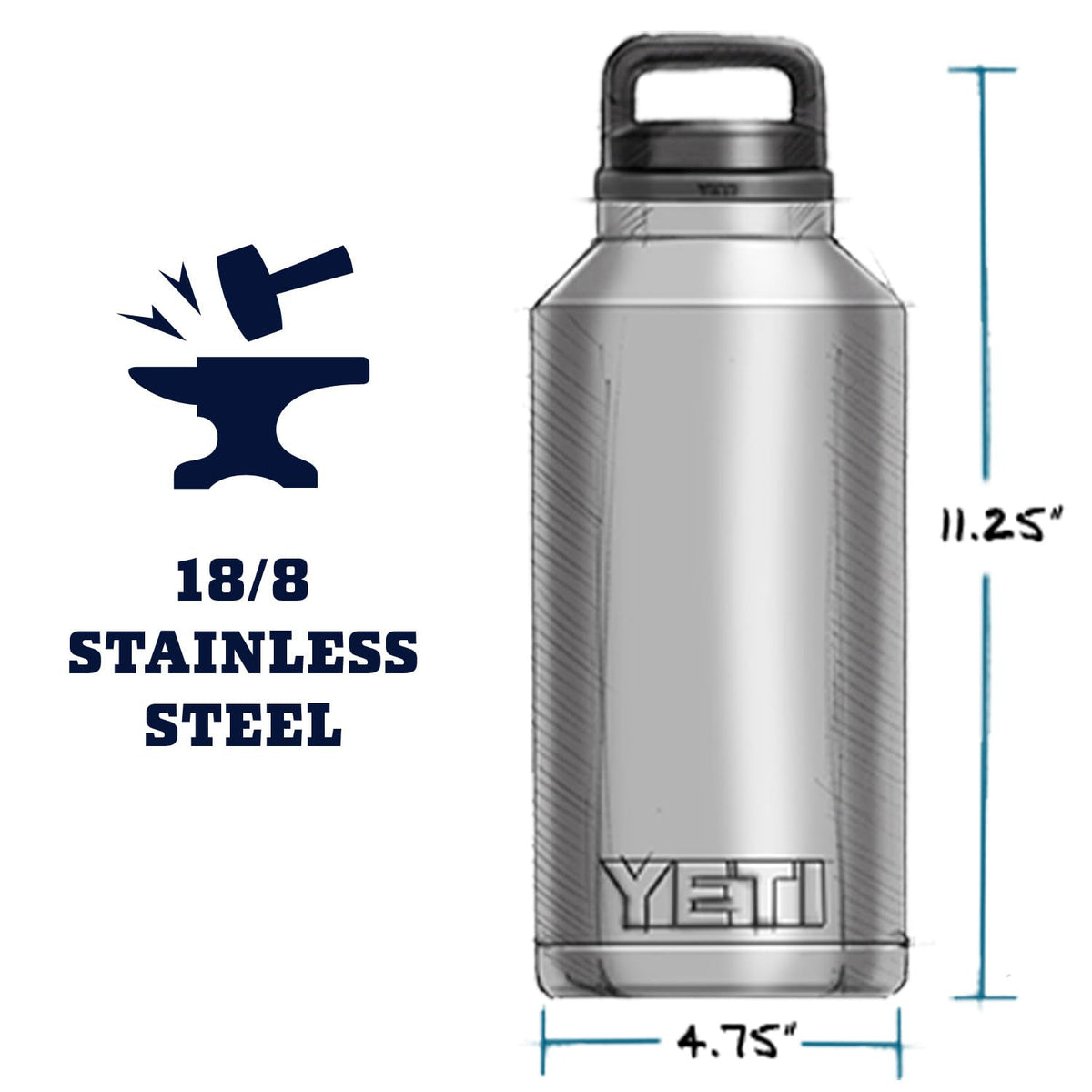 YETI Rambler 64 oz Bottle with Chug Cap, Ridgeline