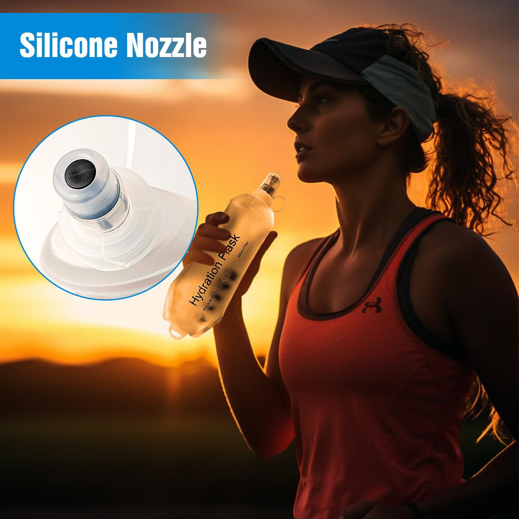 AXEN Soft Flask TPU Foldable Running Hydration Flask, Soft Collapsible Water Bottle for Hydration Pack Cycling Marathon Running Hiking