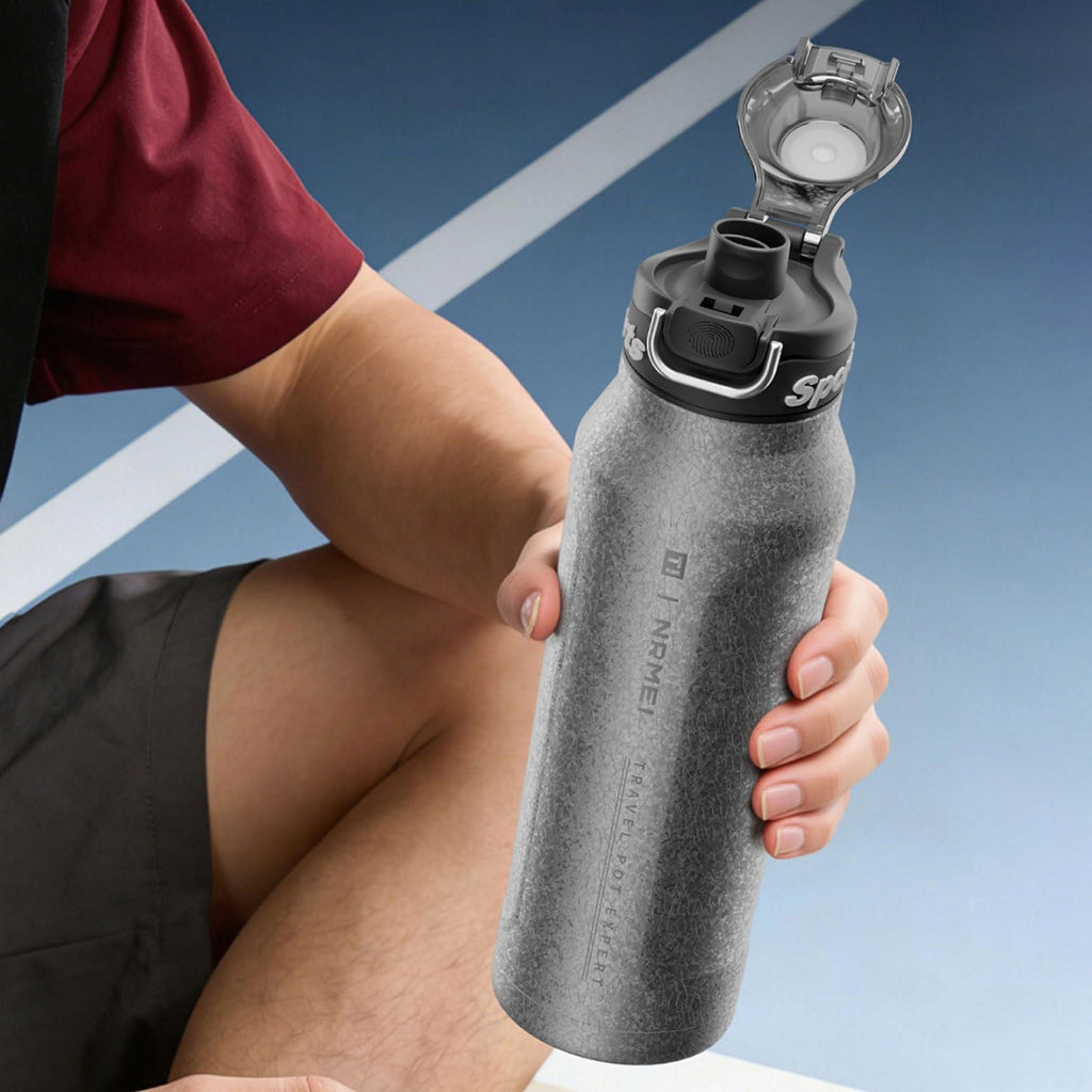 32oz (1000ml) Pure Titanium Insulated Water Bottle, Lightweight Tumbler Double Wall Vacuum Flask, Leakproof Travel Mug Cup for Outdoor Sports Camping Fitness RT178D (Ice Flower Silver)