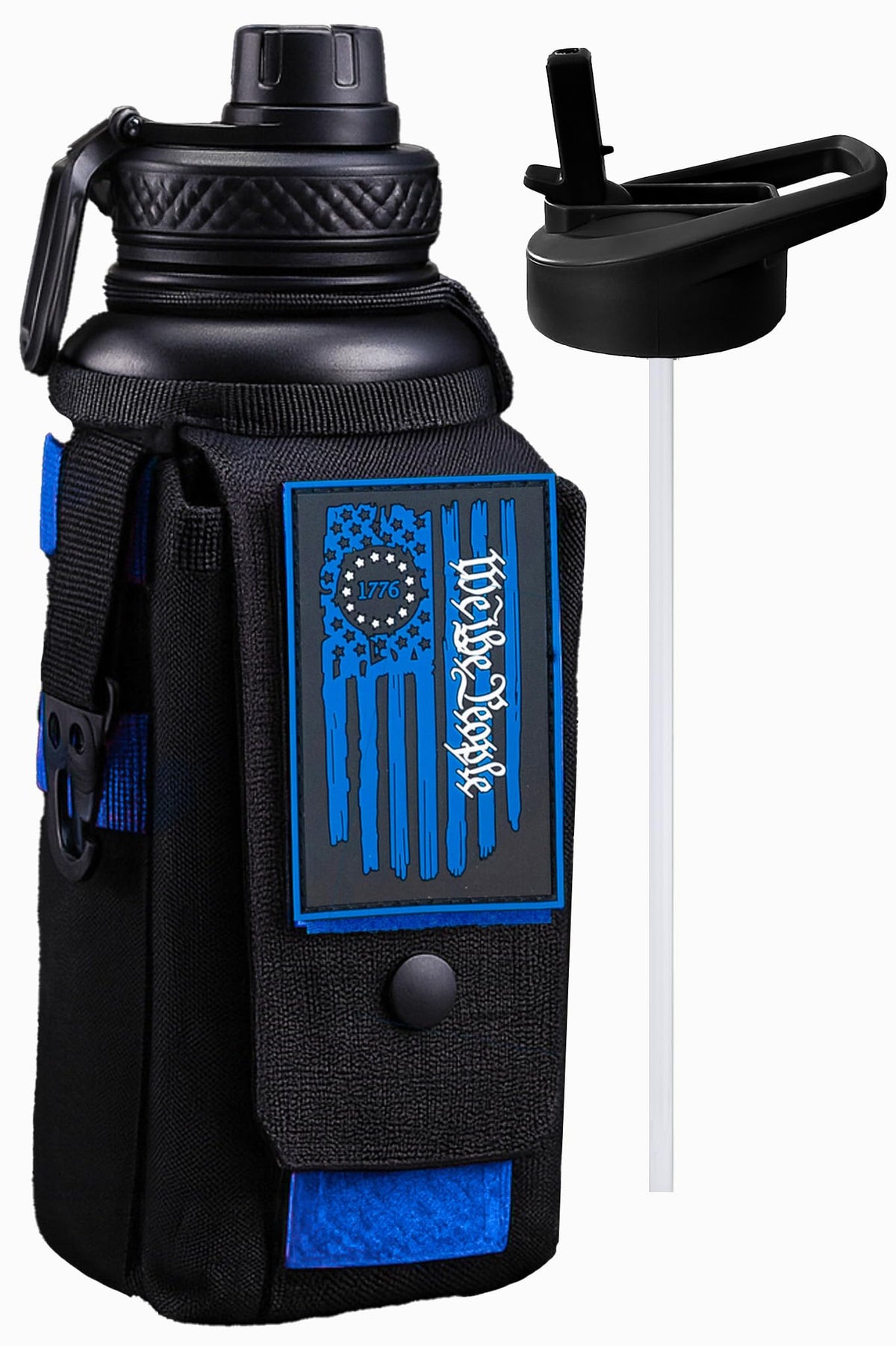 Iron Infidel Battle Bottle - Half Gallon Insulated Water Bottle with Paracord Handle, Large 64 oz Stainless Steel Water Jug with Rugged, Removable Sleeve for Keys, Wallet, & Phone (Live Free 2 Liter)