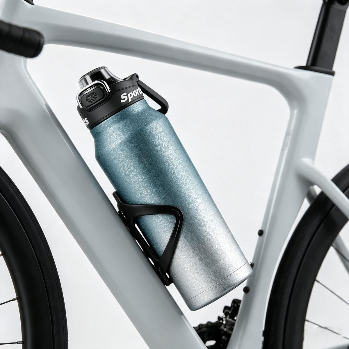 32oz (1000ml) Pure Titanium Insulated Water Bottle, Lightweight Tumbler Double Wall Vacuum Flask, Leakproof Travel Mug Cup for Outdoor Sports Camping Fitness RT178D (Ice Flower Silver)