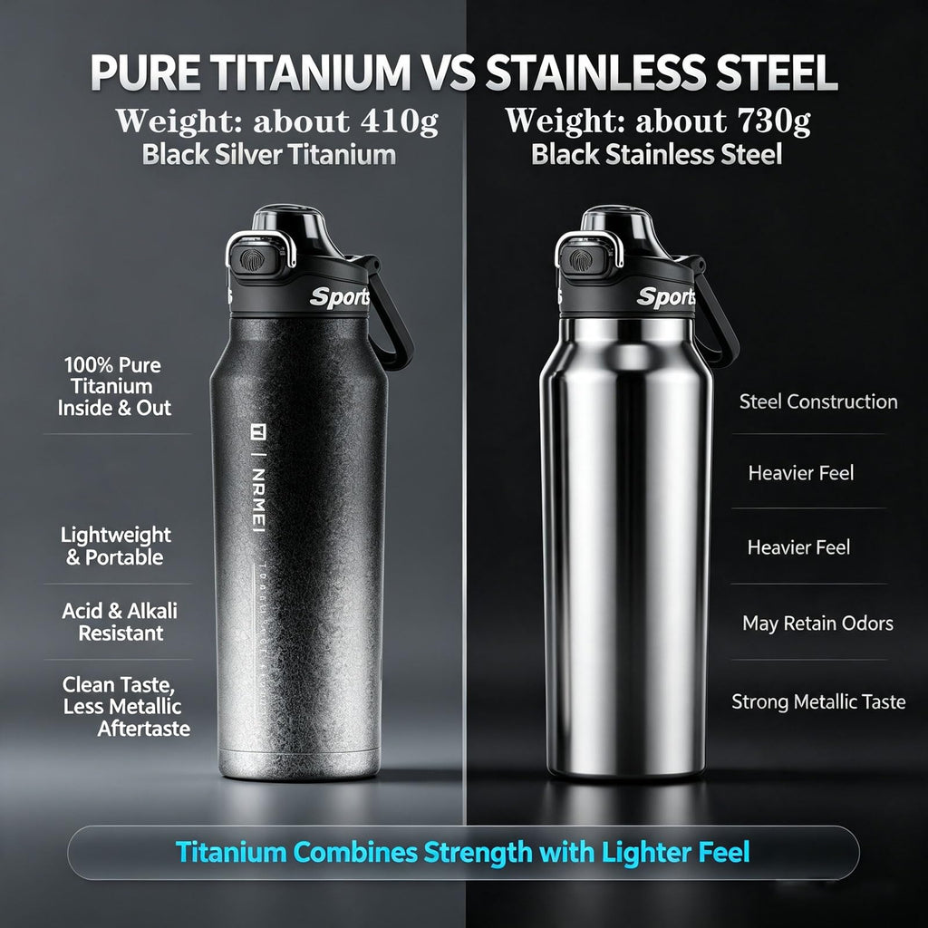 32oz (1000ml) Pure Titanium Insulated Water Bottle, Lightweight Tumbler Double Wall Vacuum Flask, Leakproof Travel Mug Cup for Outdoor Sports Camping Fitness RT178D (Ice Flower Silver)