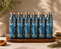 Handmade Blue Marble Copper Water Bottles – Elegant Reusable Drinkware Gift Set | Set of 6