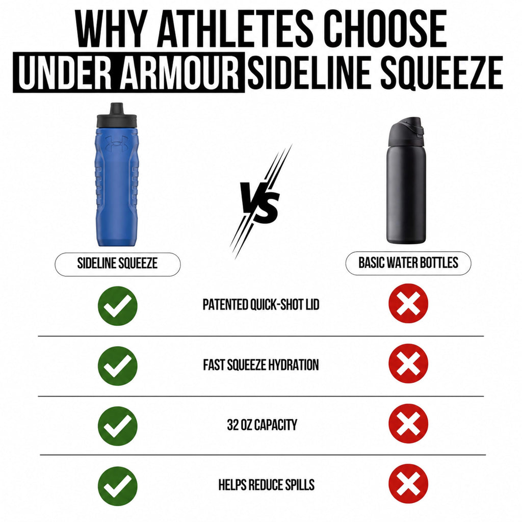 Under Armour Squeeze Water Bottles, 32 oz Water Bottles, Sideline Sports Water Bottle with Quick-Shot Lid, Quick & Easy Hydration, Gym Water Bottles, Squeeze Bottle, 1 32oz Bottle