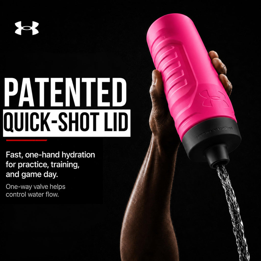 Under Armour Squeeze Water Bottles, 32 oz Water Bottles, Sideline Sports Water Bottle with Quick-Shot Lid, Quick & Easy Hydration, Gym Water Bottles, Squeeze Bottle, 1 32oz Bottle