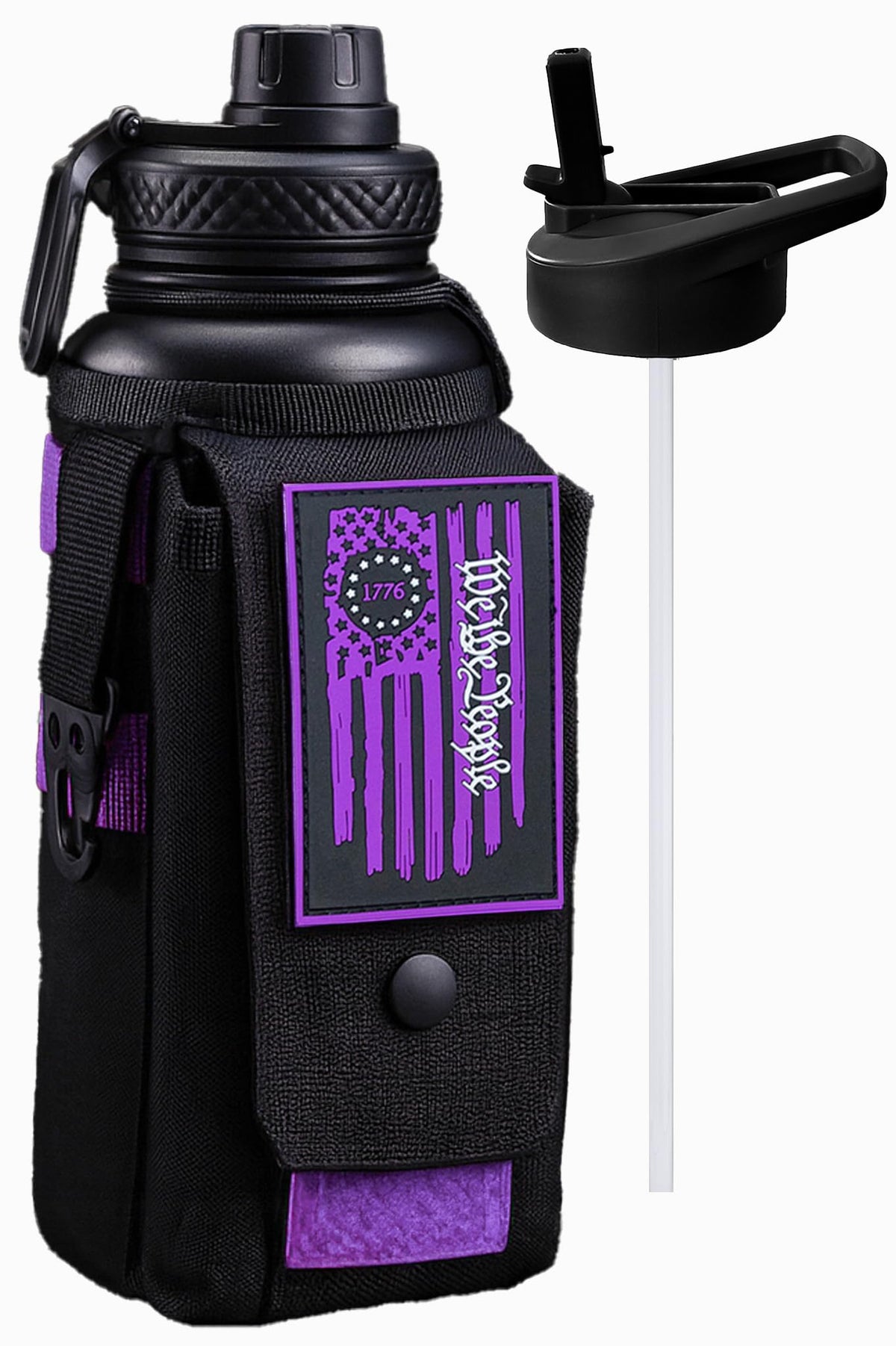 Iron Infidel Battle Bottle - Half Gallon Insulated Water Bottle with Paracord Handle, Large 64 oz Stainless Steel Water Jug with Rugged, Removable Sleeve for Keys, Wallet, & Phone (Live Free 2 Liter)