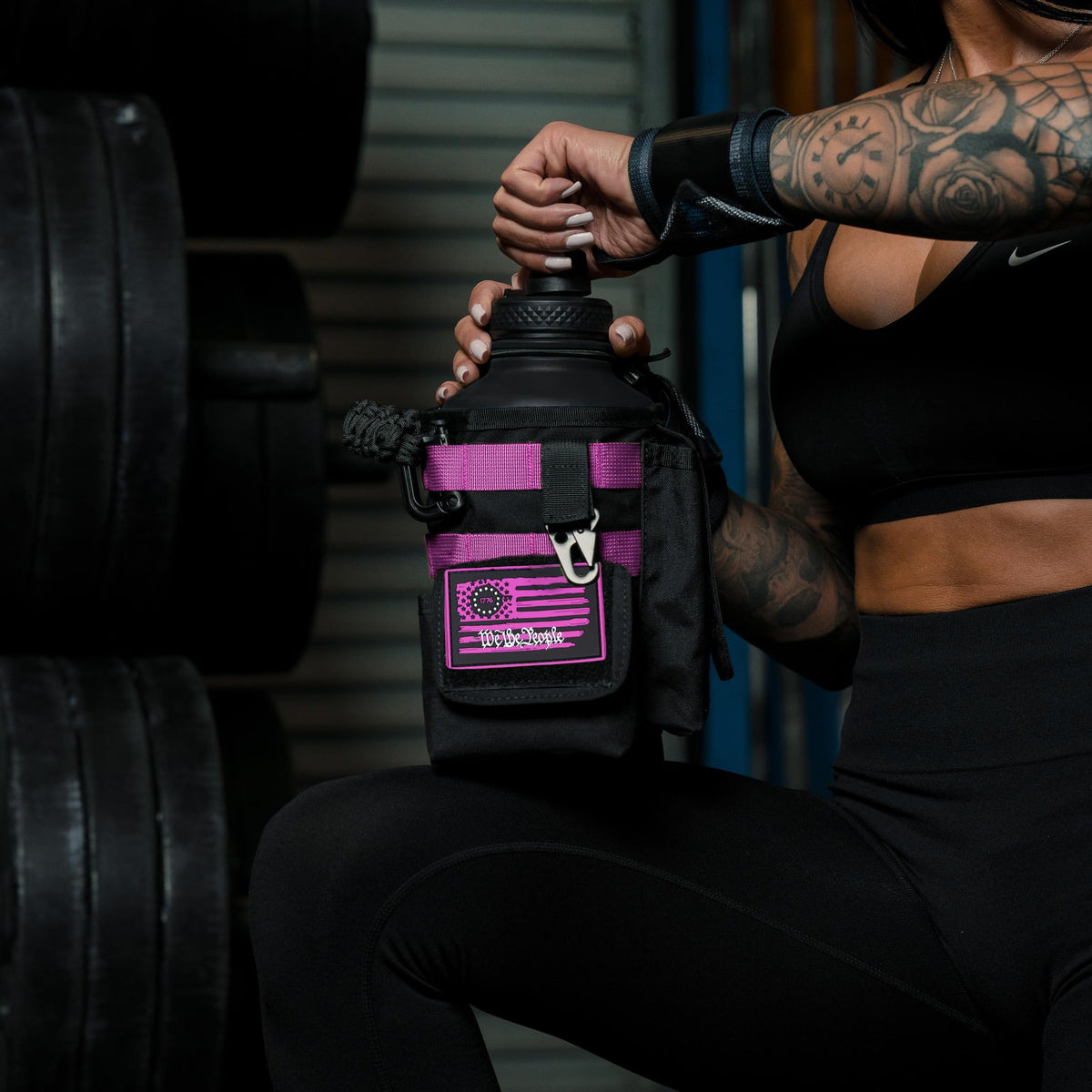 Iron Infidel Battle Bottle - Half Gallon Insulated Water Bottle with Paracord Handle, Large 64 oz Stainless Steel Water Jug with Rugged, Removable Sleeve for Keys, Wallet, & Phone (Live Free 2 Liter)