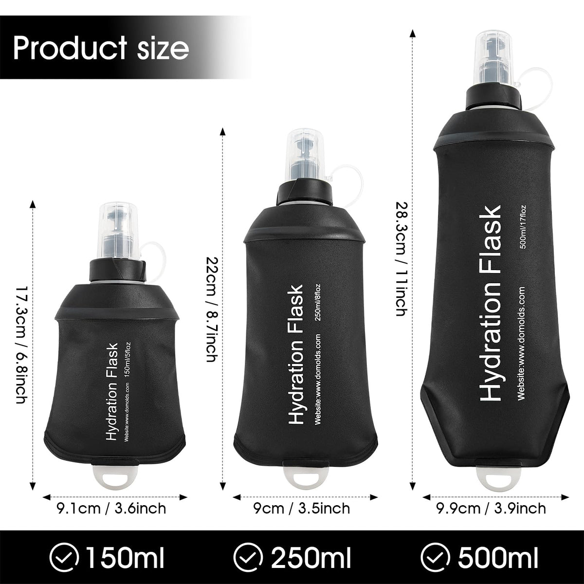 GUYI GYGYL Soft Flask, Collapsible Water Bottle for Sports, 500ml Grey