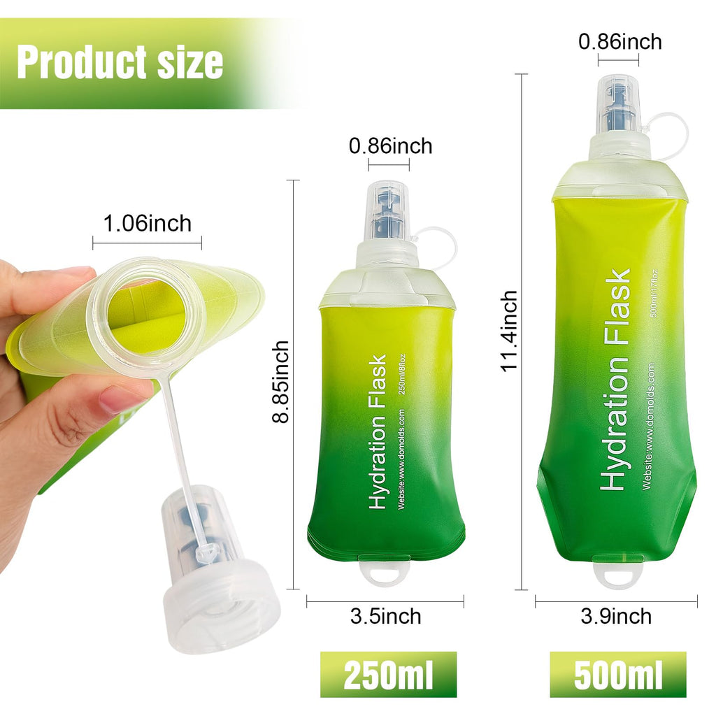 AXEN Soft Flask TPU Foldable Running Hydration Flask, Soft Collapsible Water Bottle for Hydration Pack Cycling Marathon Running Hiking