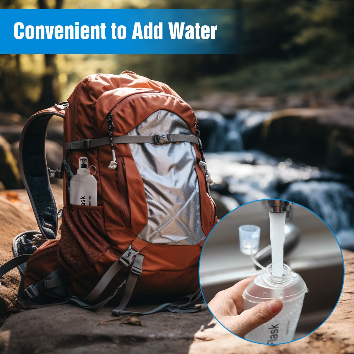 AXEN Soft Flask TPU Foldable Running Hydration Flask, Soft Collapsible Water Bottle for Hydration Pack Cycling Marathon Running Hiking