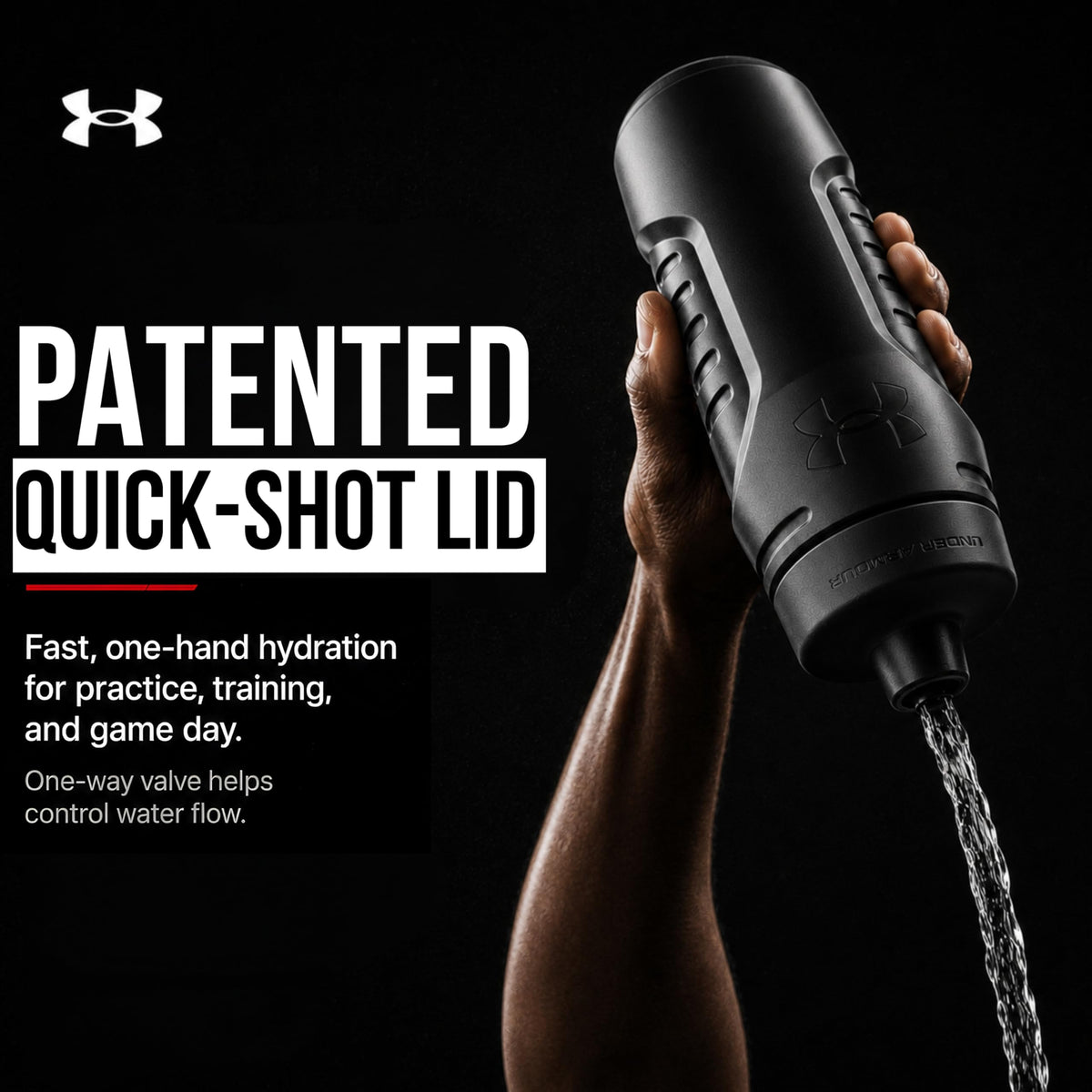 Under Armour Squeeze Water Bottles, 32 oz Water Bottles, Sideline Sports Water Bottle with Quick-Shot Lid, Quick & Easy Hydration, Gym Water Bottles, Squeeze Bottle, 1 32oz Bottle