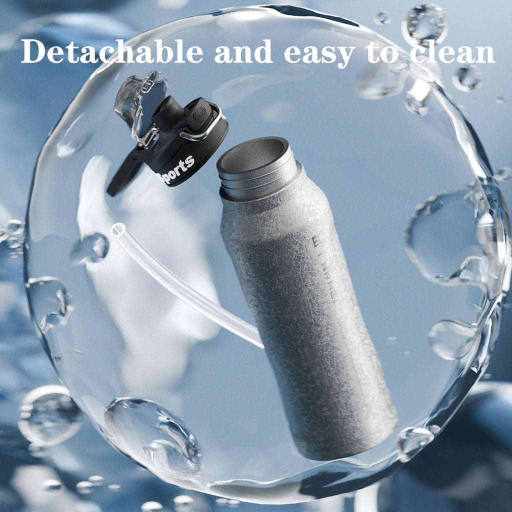 32oz (1000ml) Pure Titanium Insulated Water Bottle, Lightweight Tumbler Double Wall Vacuum Flask, Leakproof Travel Mug Cup for Outdoor Sports Camping Fitness RT178D (Ice Flower Silver)