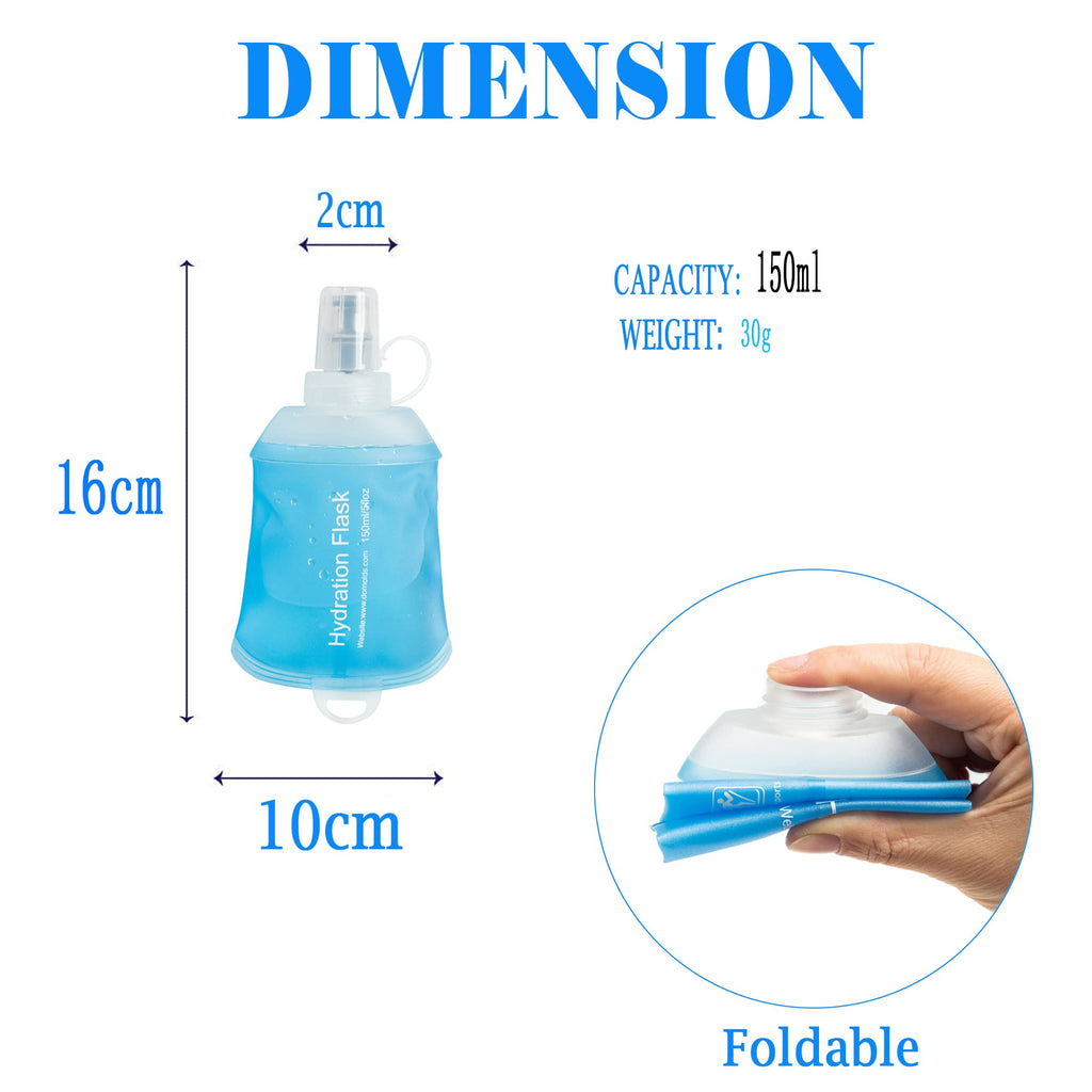 AXEN Soft Flask TPU Foldable Running Hydration Flask, Soft Collapsible Water Bottle for Hydration Pack Cycling Marathon Running Hiking