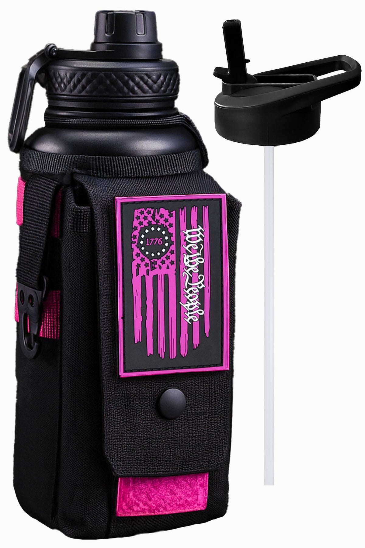 Iron Infidel Battle Bottle - Half Gallon Insulated Water Bottle with Paracord Handle, Large 64 oz Stainless Steel Water Jug with Rugged, Removable Sleeve for Keys, Wallet, & Phone (Live Free 2 Liter)