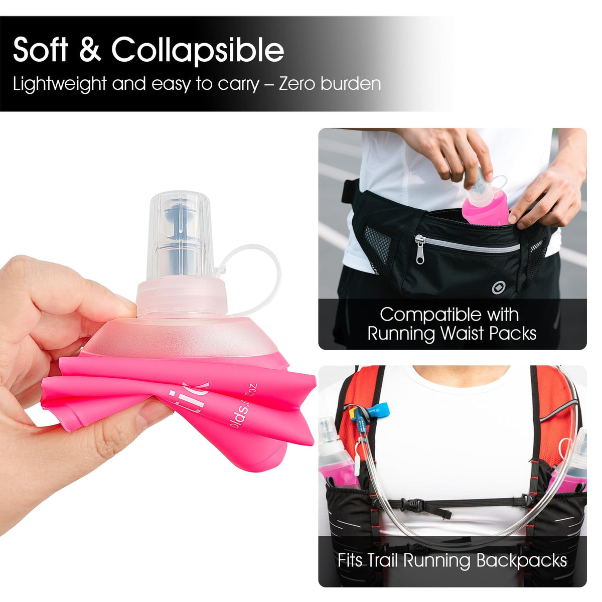 GUYI GYGYL Soft Flask, Collapsible Water Bottle for Sports, 500ml Grey