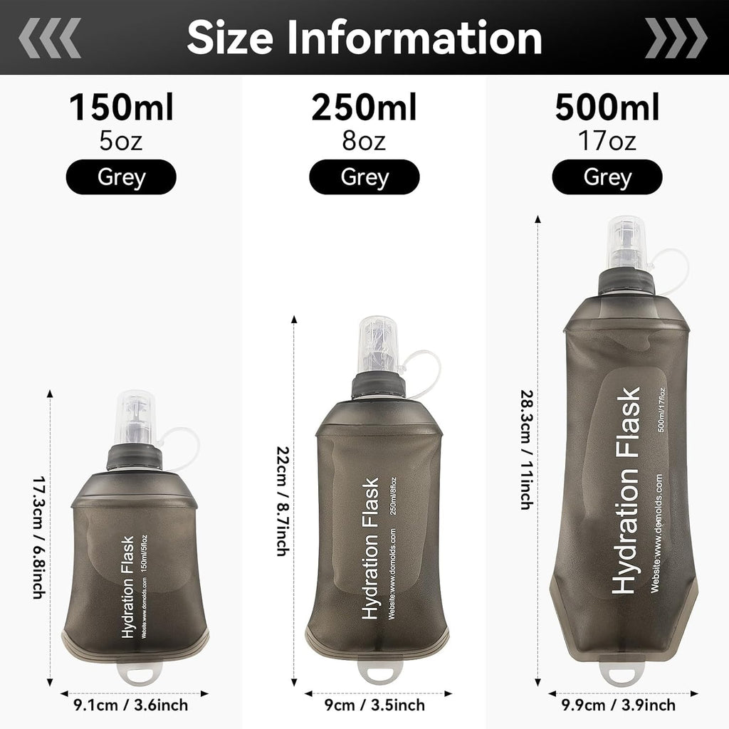 AXEN Soft Flask TPU Foldable Running Hydration Flask, Soft Collapsible Water Bottle for Hydration Pack Cycling Marathon Running Hiking