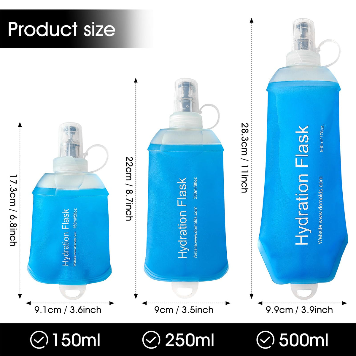 GUYI GYGYL Soft Flask, Collapsible Water Bottle for Sports, 500ml Grey