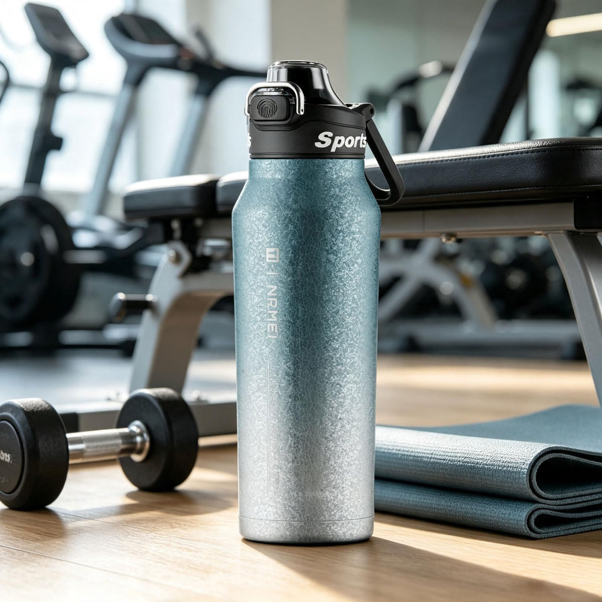 32oz (1000ml) Pure Titanium Insulated Water Bottle, Lightweight Tumbler Double Wall Vacuum Flask, Leakproof Travel Mug Cup for Outdoor Sports Camping Fitness RT178D (Ice Flower Silver)