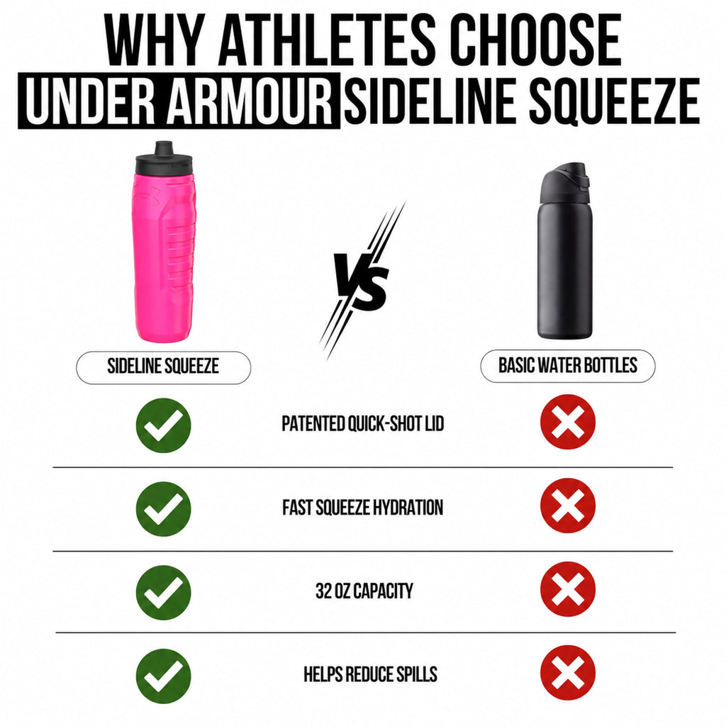 Under Armour Squeeze Water Bottles, 32 oz Water Bottles, Sideline Sports Water Bottle with Quick-Shot Lid, Quick & Easy Hydration, Gym Water Bottles, Squeeze Bottle, 1 32oz Bottle