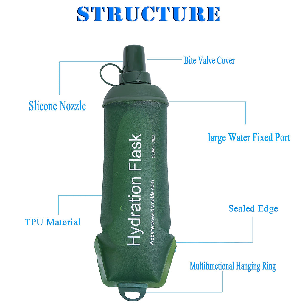 AXEN Soft Flask TPU Foldable Running Hydration Flask, Soft Collapsible Water Bottle for Hydration Pack Cycling Marathon Running Hiking