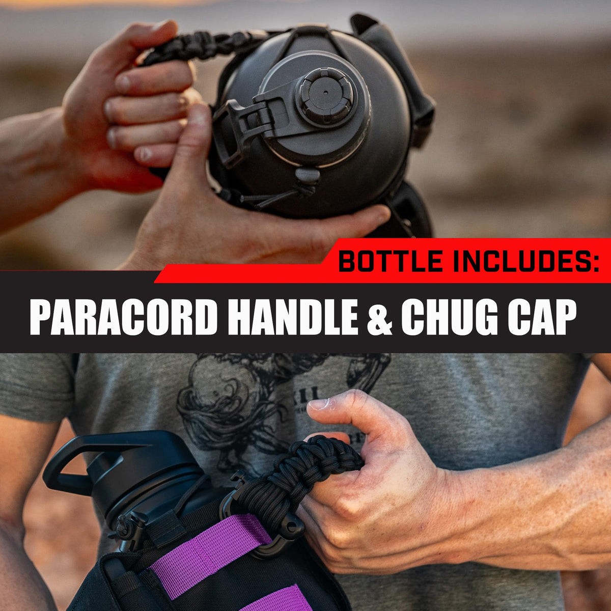 Iron Infidel Battle Bottle - Half Gallon Insulated Water Bottle with Paracord Handle, Large 64 oz Stainless Steel Water Jug with Rugged, Removable Sleeve for Keys, Wallet, & Phone (Live Free 2 Liter)