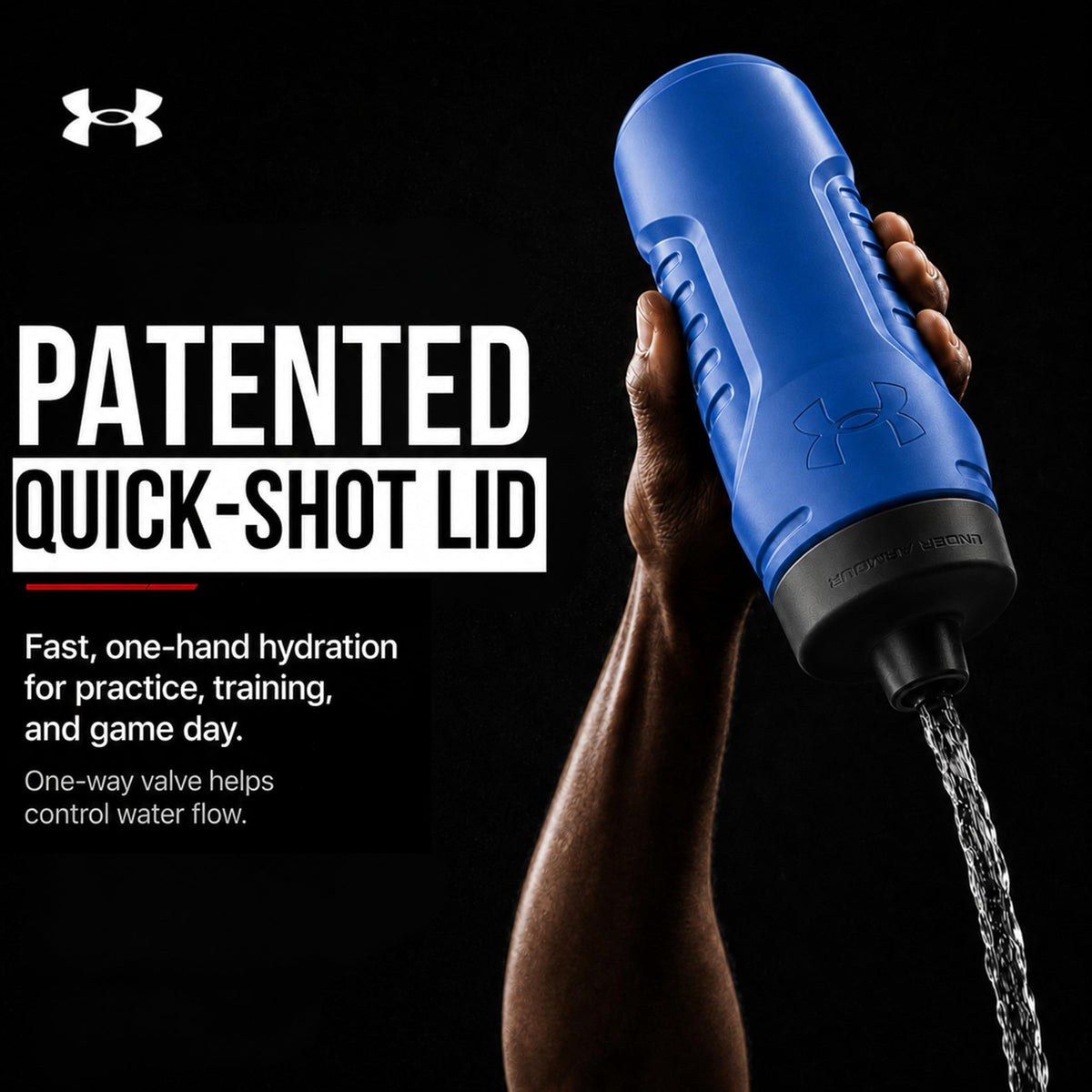 Under Armour Squeeze Water Bottles, 32 oz Water Bottles, Sideline Sports Water Bottle with Quick-Shot Lid, Quick & Easy Hydration, Gym Water Bottles, Squeeze Bottle, 1 32oz Bottle