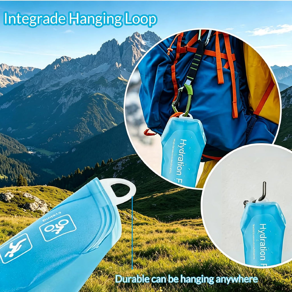 AXEN Soft Flask TPU Foldable Running Hydration Flask, Soft Collapsible Water Bottle for Hydration Pack Cycling Marathon Running Hiking