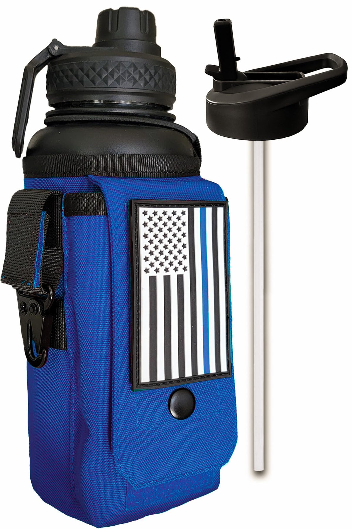 Iron Infidel Battle Bottle - Half Gallon Insulated Water Bottle with Paracord Handle, Large 64 oz Stainless Steel Water Jug with Rugged, Removable Sleeve for Keys, Wallet, & Phone (Live Free 2 Liter)