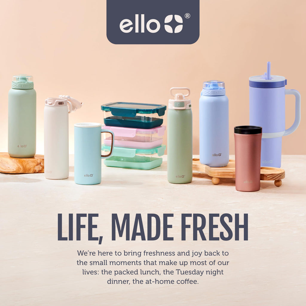 Ello Pop & Fill Insulated Stainless Steel Water Bottle with Quick Fill Lid, Leakproof Locking, Sip or Chug Spout, BPA-Free, Double Wall Vacuum Insulated for Sports, Travel & School- 22oz / 32oz / 40oz
